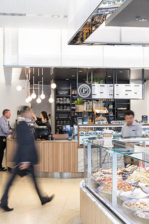 People shopping in the food court at Barangaroo