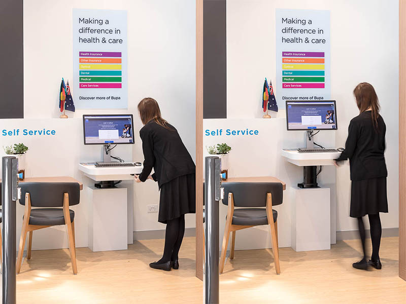 An adjustable sit-stand counter at Bupa, Barangaroo