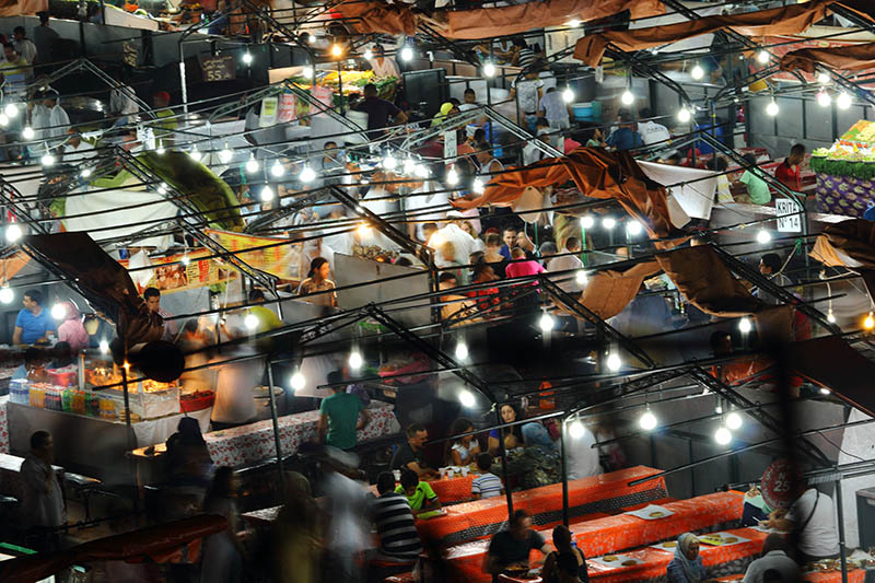 An open air food court in Marrakech